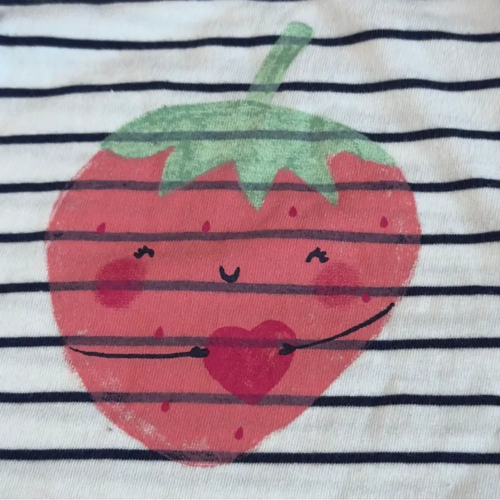 Carter’s Baby Girls Striped Lightweight Strawberry Graphic Tee. 3 Months.